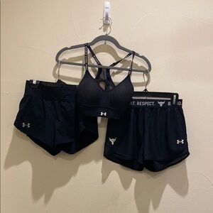 3 piece Under Armour XSmall shorts and sports bra